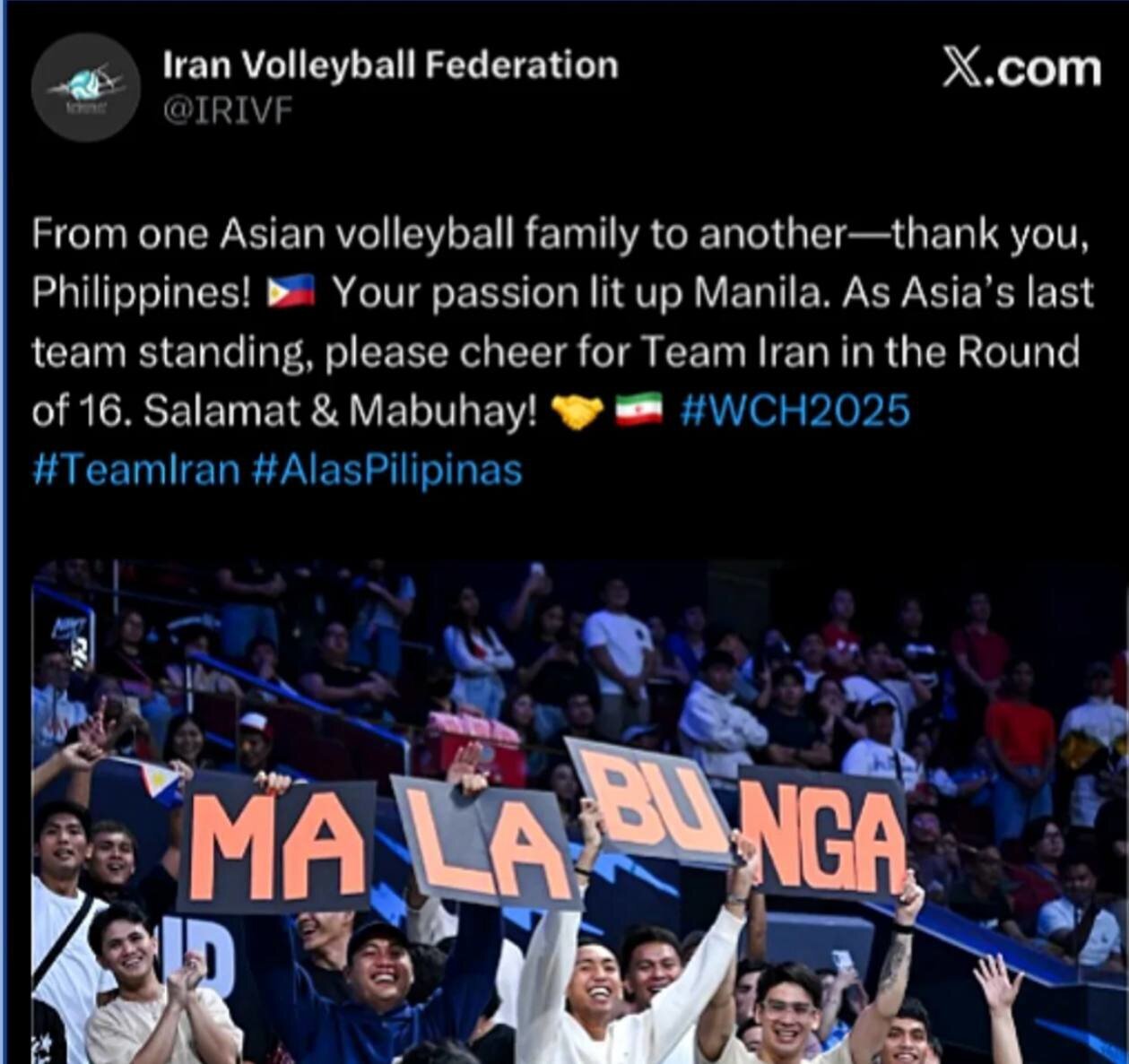 عذرخواهی رسمی والیبال ایران از فیلیپینی‌ها