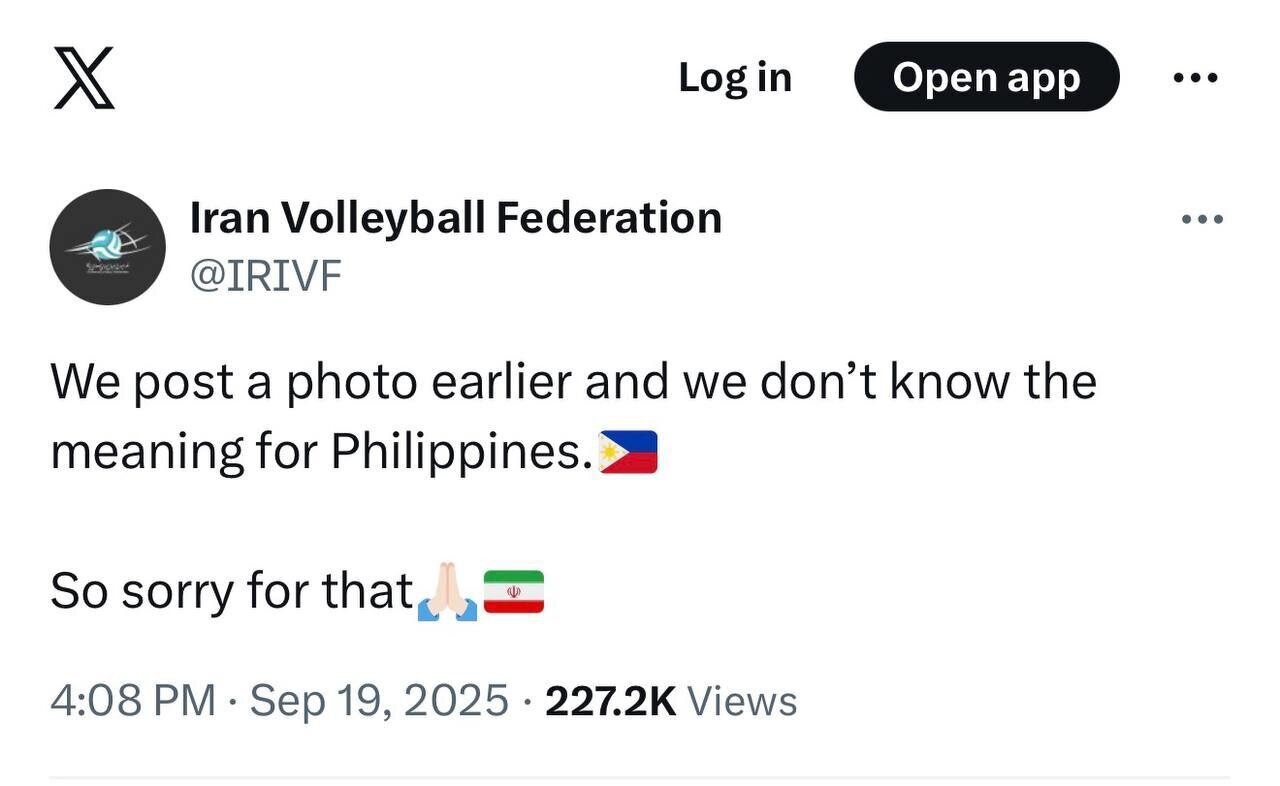 عذرخواهی رسمی والیبال ایران از فیلیپینی‌ها