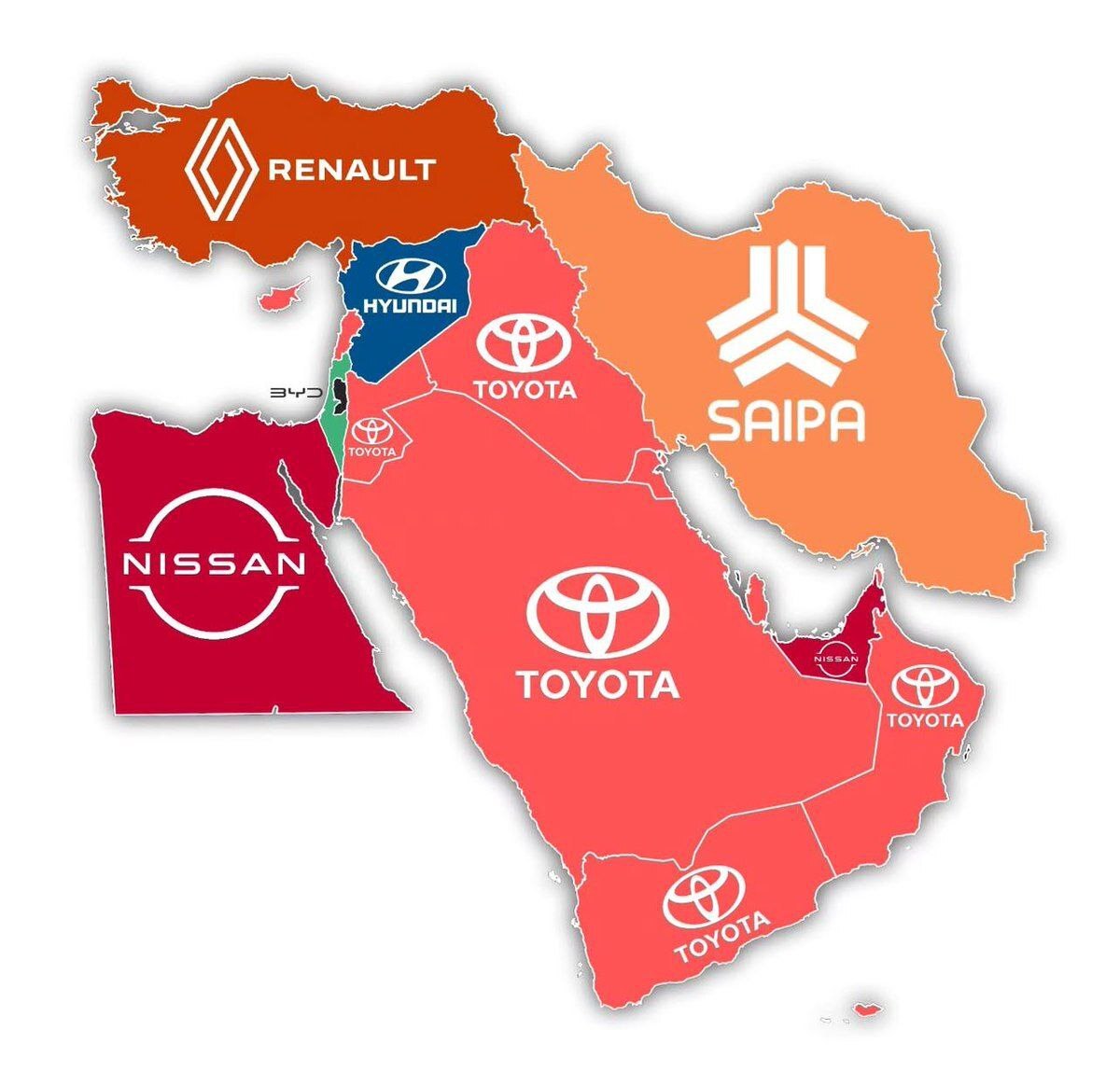 پرفروش‌ترین خودروهای خاورمیانه در سال ۲۰۲۴