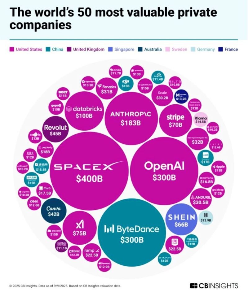 ۵۰ شرکت بزرگ خصوصی در جهان