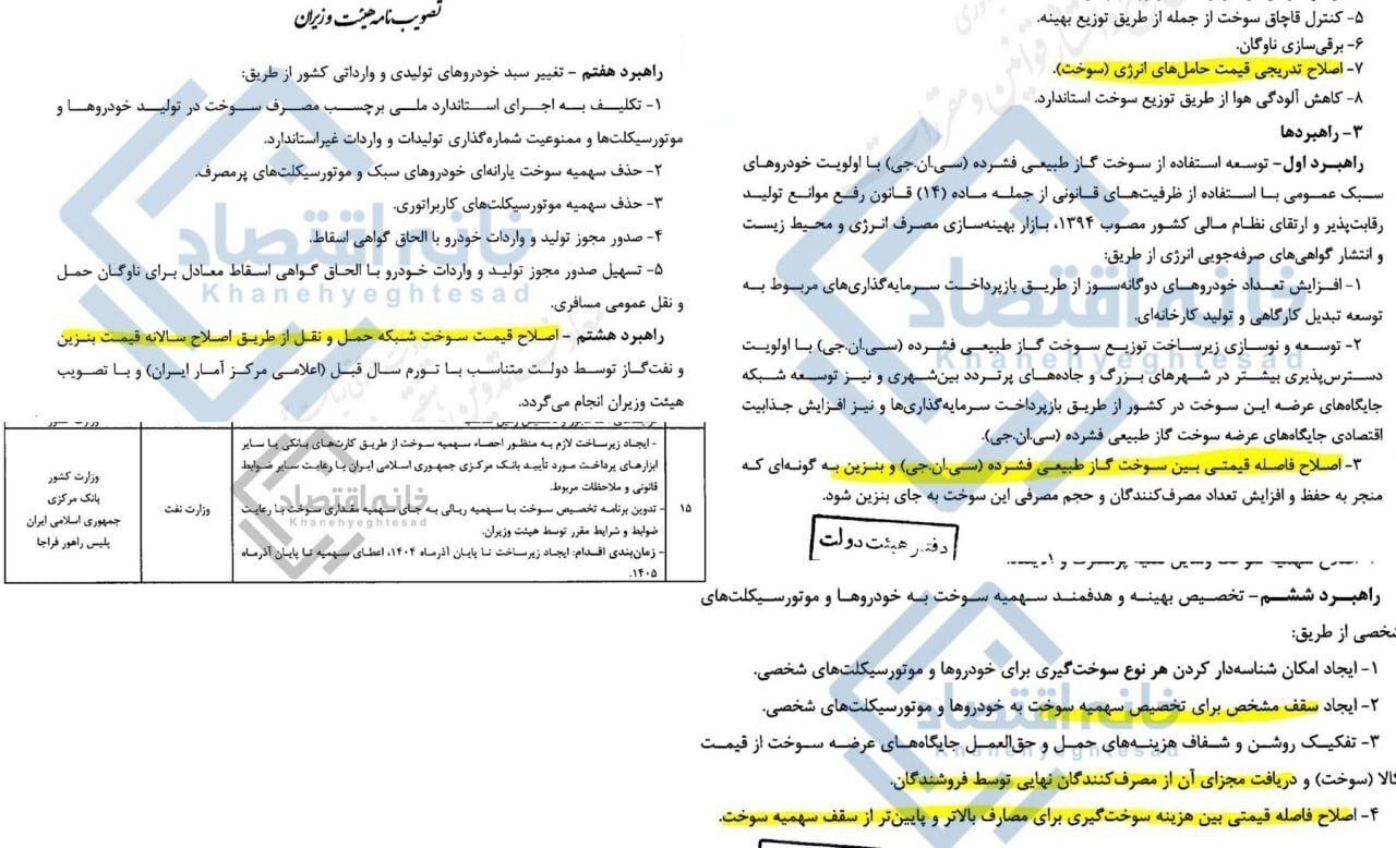 افزایش قیمت بنزین تصویب شد