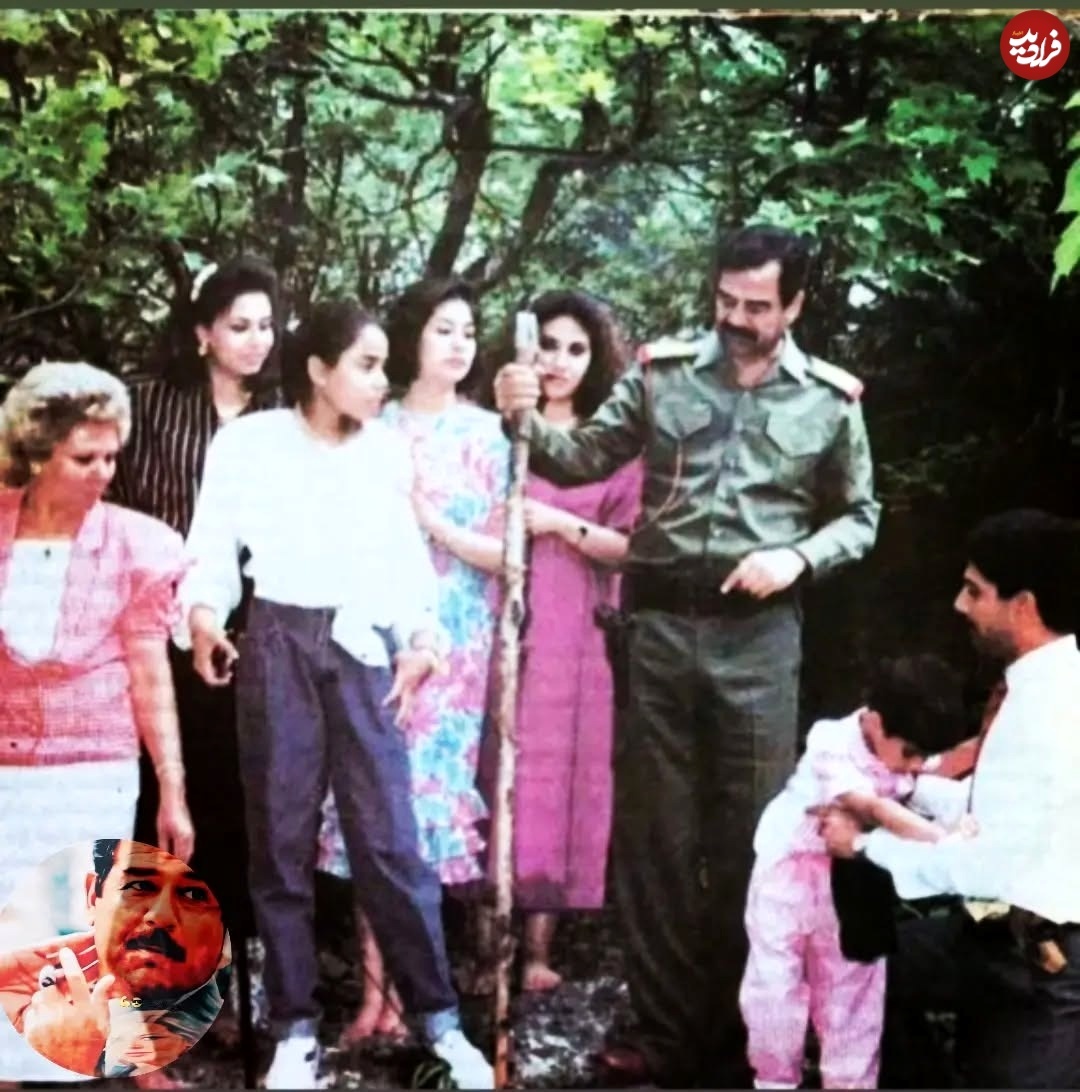 صدام در کنار همسر و فرزندان اش