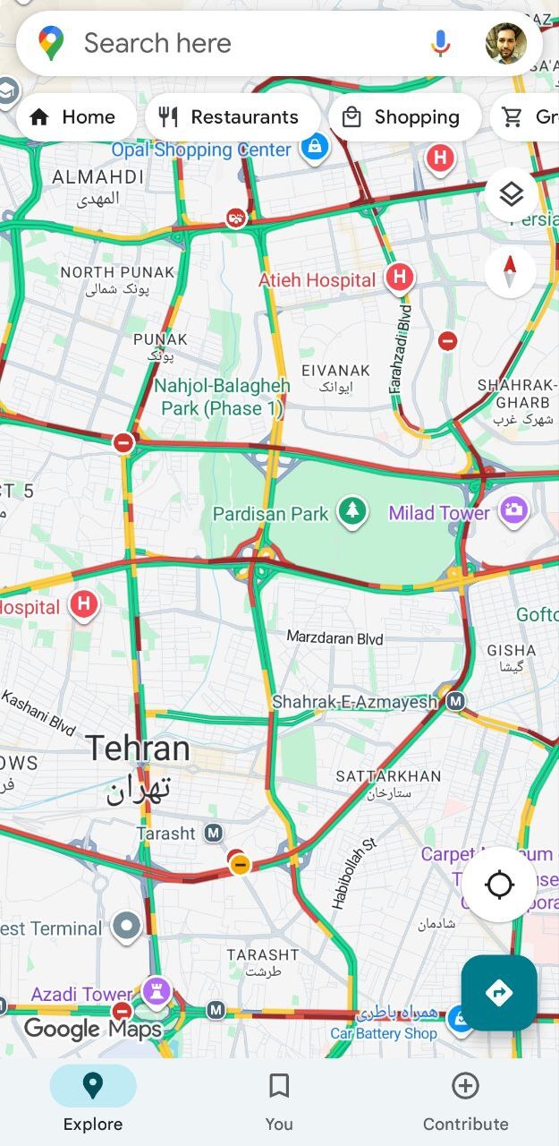 ترافیک خیابان های تهران