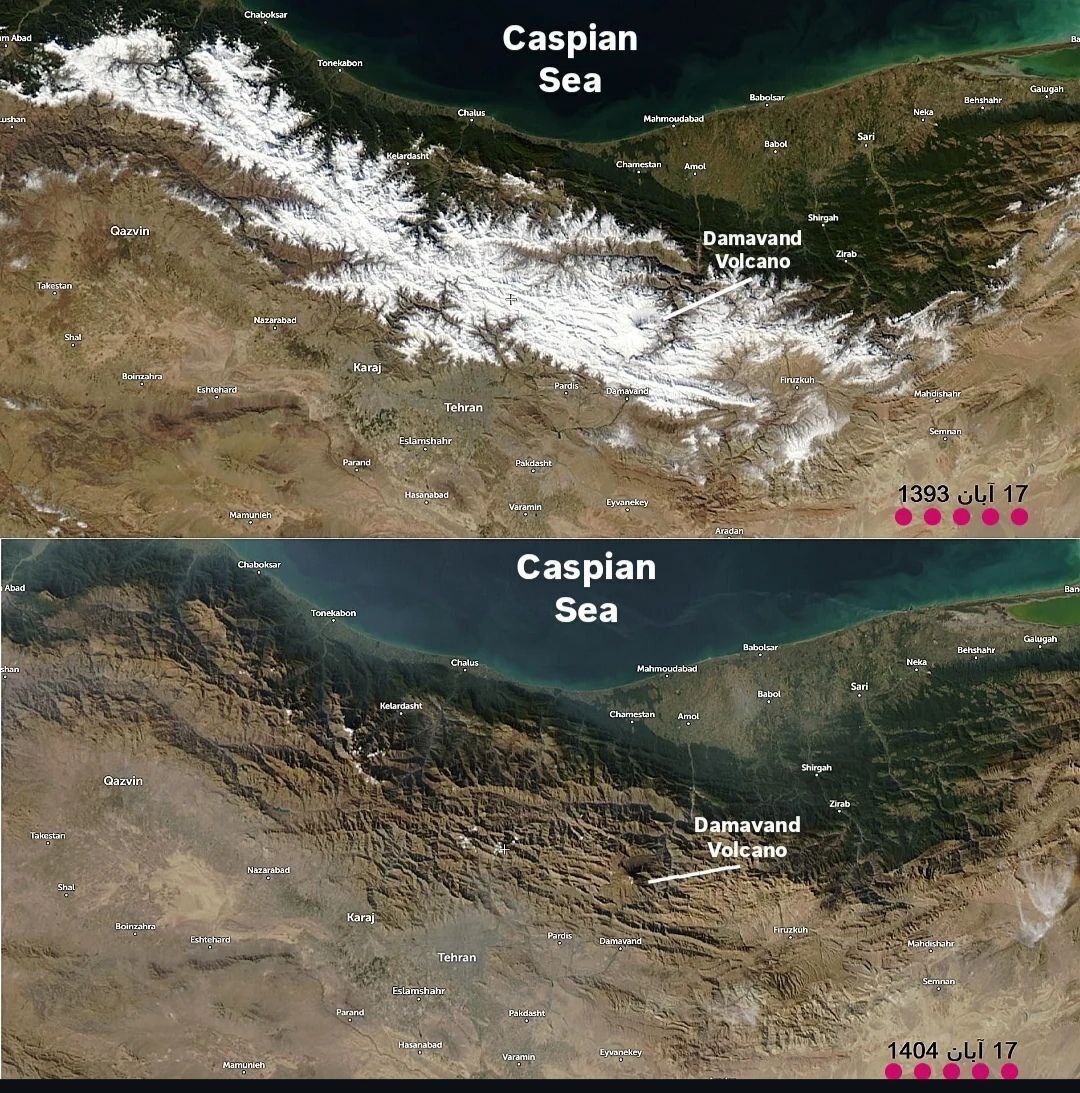 نگاهی به تغییر برف البرز از ۱۳۹۳ تا ۱۴۰۴