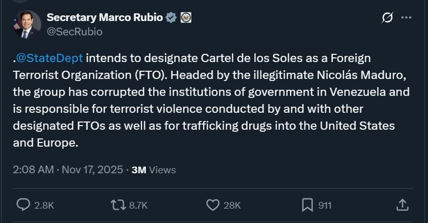 توییت جدید آمریکا درباره نیکولاس مادورو