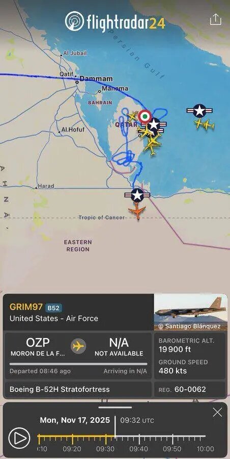 پرواز بمب‌افکن B-۵۲ آمریکا