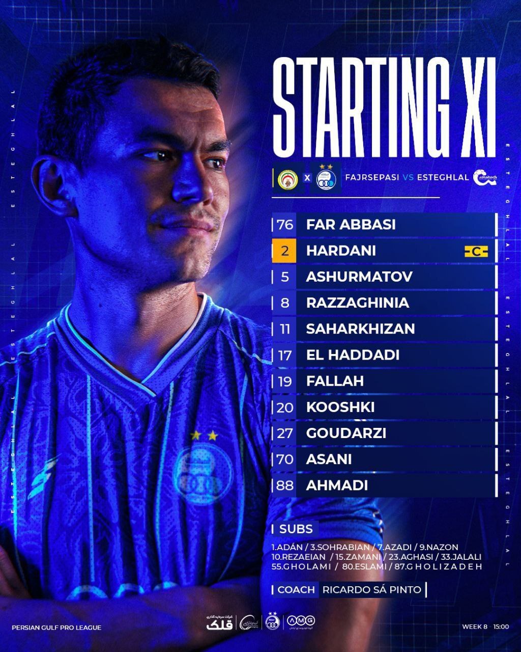 ترکیب استقلال برای دیدار با فجرسپاسی