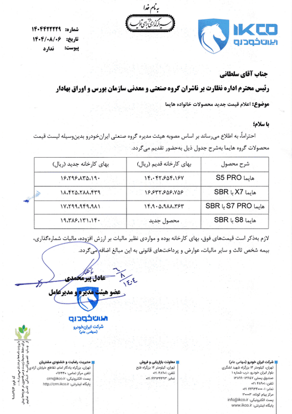 لیست قیمت خودرو