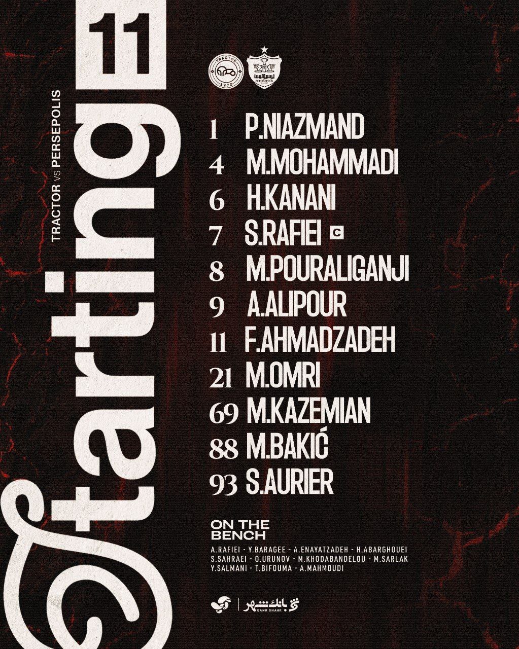 ترکیب پرسپولیس مقابل تراکتور ترکیب پرسپولیس مقابل تراکتور