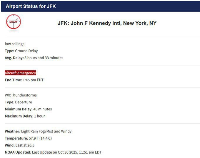 پرواز‌ها در فرودگاهی در نیویورک