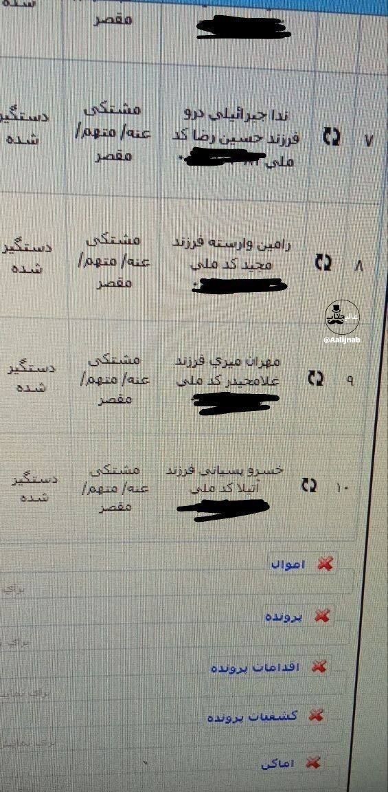 اسامی بازداشتی‌های آ.اس.پ ر