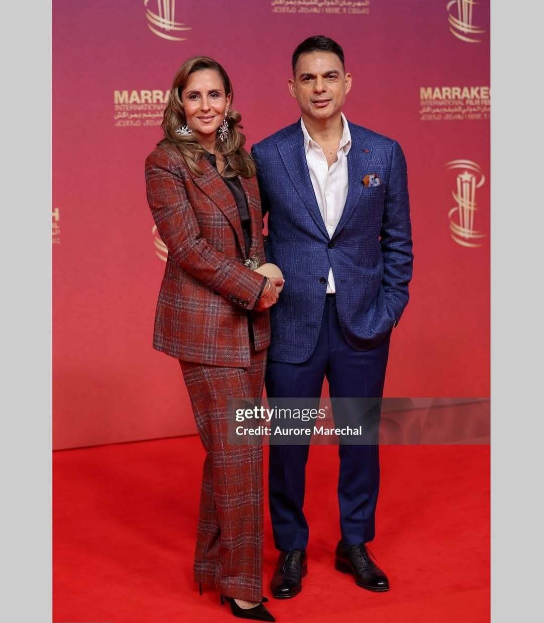 حضور پیمان معادی و همسرش با استایلی خاص در جشنواره فیلم مراکش
