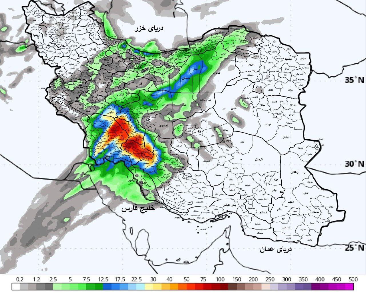 پیش‌بینی بارش‌ها در کشور برای فردا
