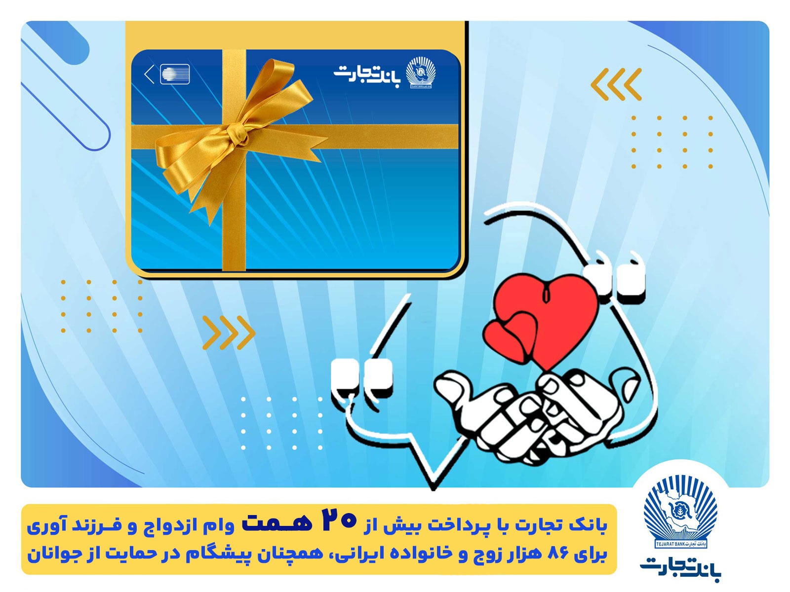 تسهیلات ازدواج و فرزندآوری بانک تجارت به بیش از ۲۰ همت بالغ شد تسهیلات ازدواج و فرزندآوری بانک تجارت به بیش از ۲۰ همت بالغ شد