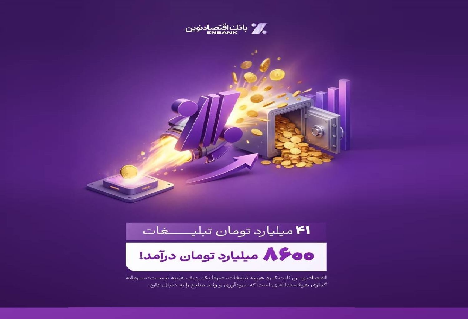 بازدهی رؤیایی تبلیغات بانک اقتصادنوین؛ ۴۱ میلیارد هزینه، ۸۶۰۰ میلیارد درآمد بازدهی رؤیایی تبلیغات بانک اقتصادنوین؛ ۴۱ میلیارد هزینه، ۸۶۰۰ میلیارد درآمد