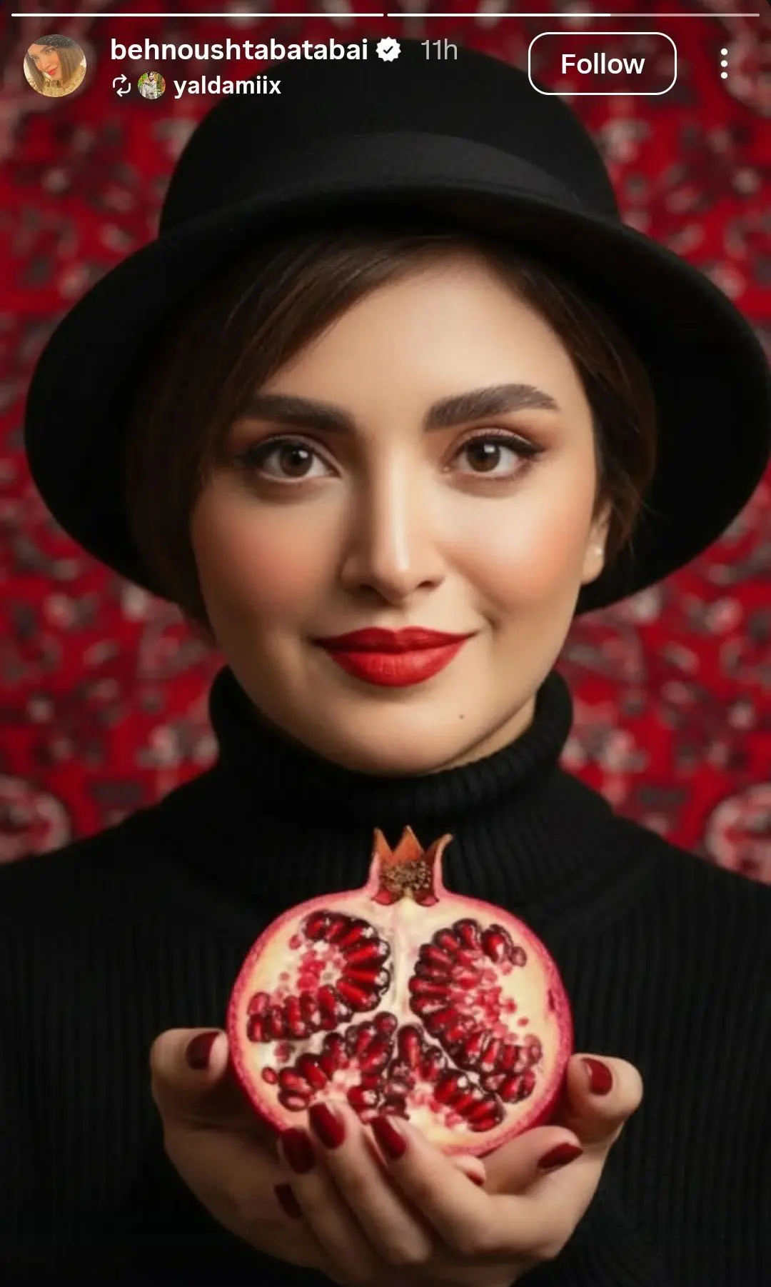 استوری یلدایی بهنوش طباطبایی