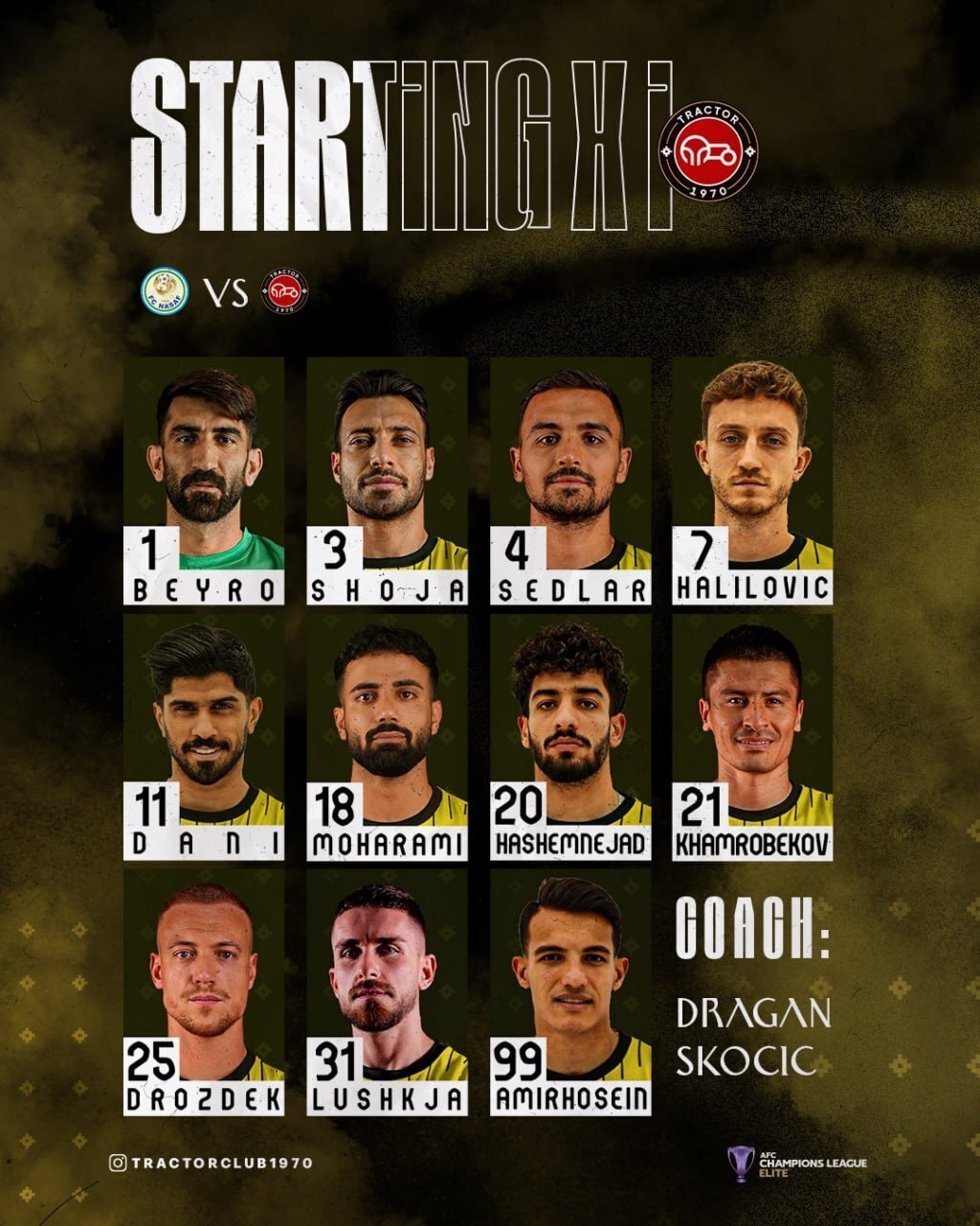 ترکیب تراکتور در دیدار حساس مقابل نسف قارشی مشخص شد