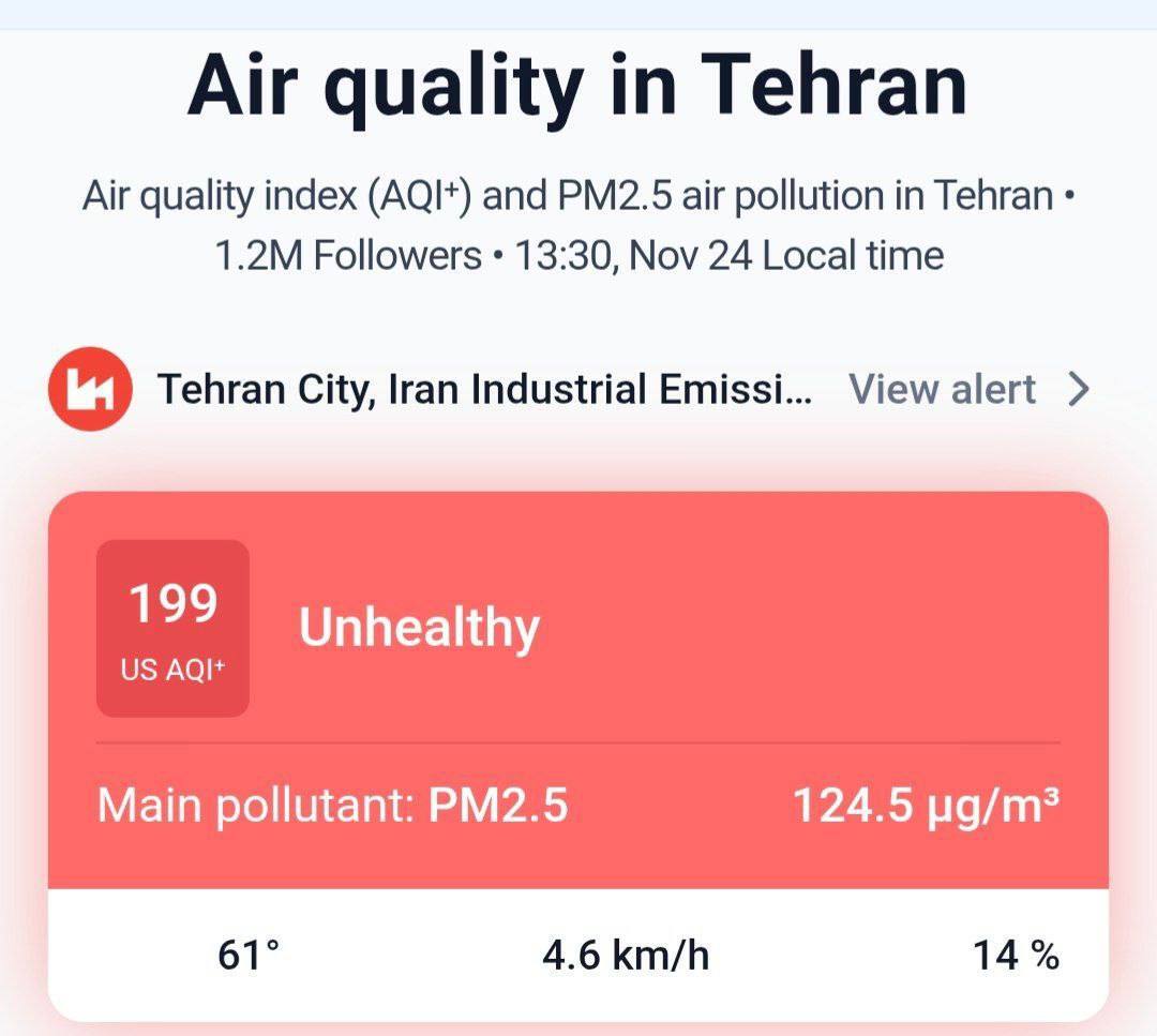 تهران تعطیل شد اما آلودگی هوا همچنان بالا ماند