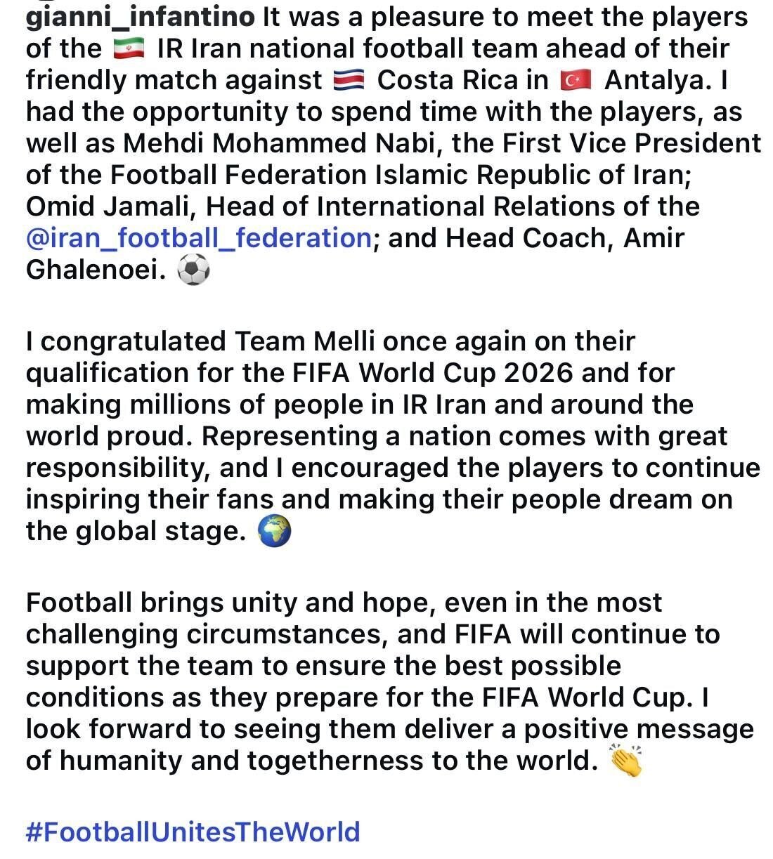 استوری اینفانتینو رئیس فیفا