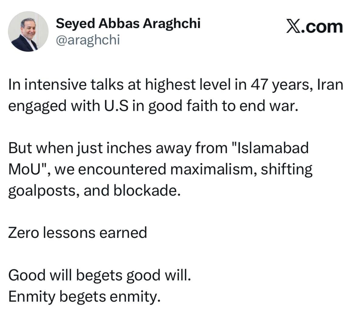 توییت عباس عراقچی