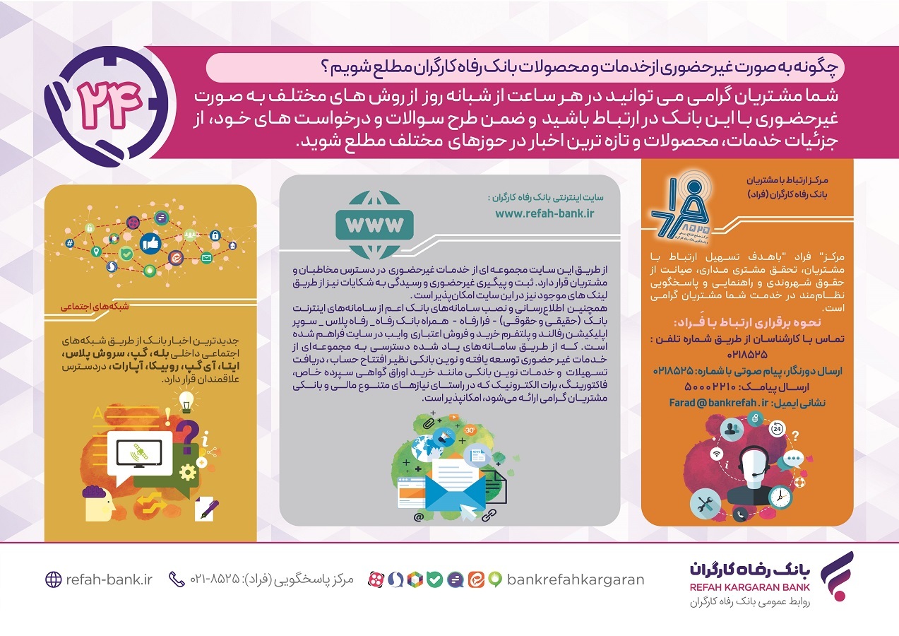 چگونه به صورت غیرحضوری از خدمات و محصولات بانک رفاه کارگران مطلع و بهره‌مند شویم؟