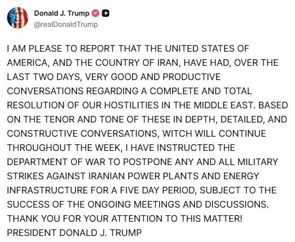 ترامپ: حمله به نیروگاه‌های ایران را ۵ روز عقب انداختم/ در حال مذاکرات خیلی خوبی با ایران هستیم