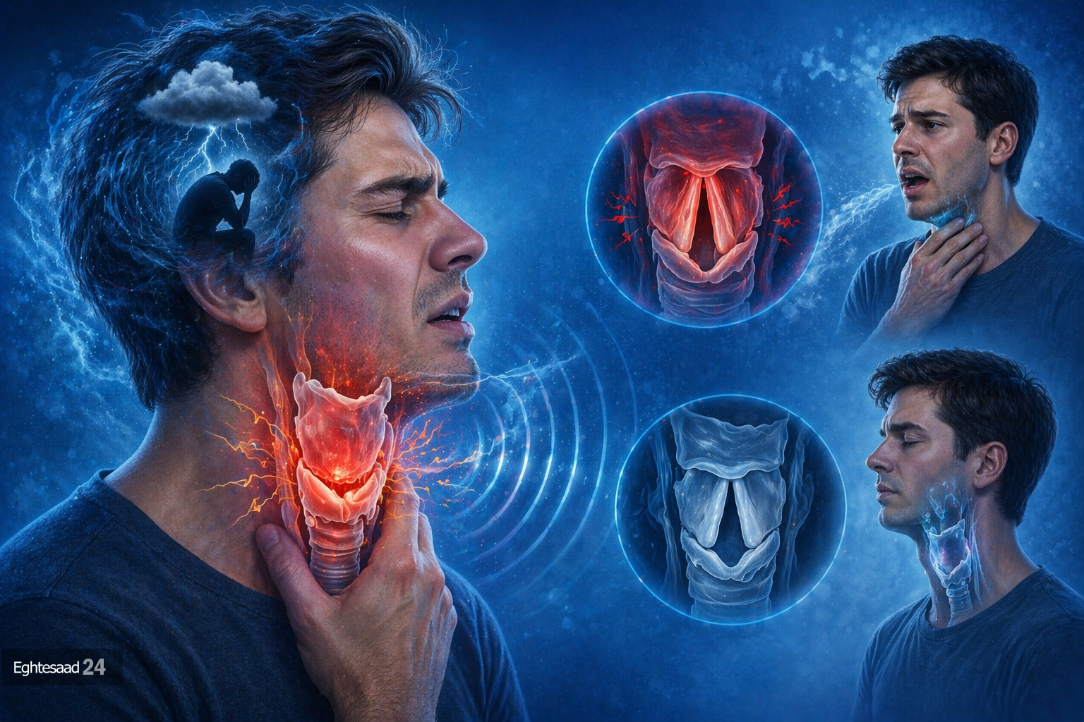 فلجی کامل حنجره بر اساس استرس