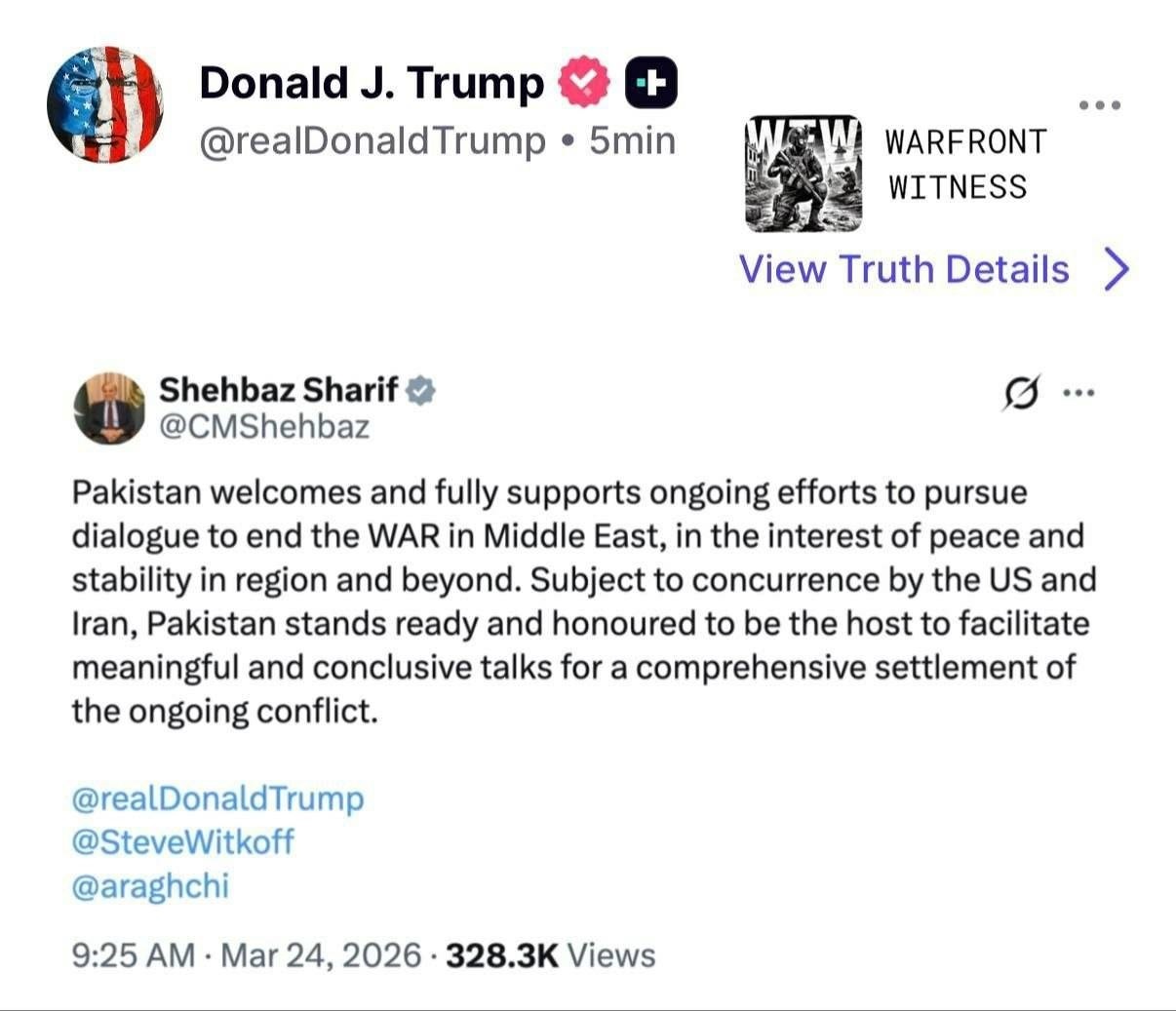 توییت ترامپ با منشن عراقچی-ویتکاف!