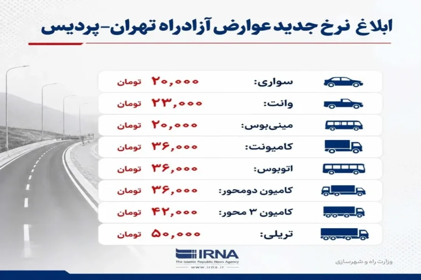 عوارض آزادراه تهران_پردیس