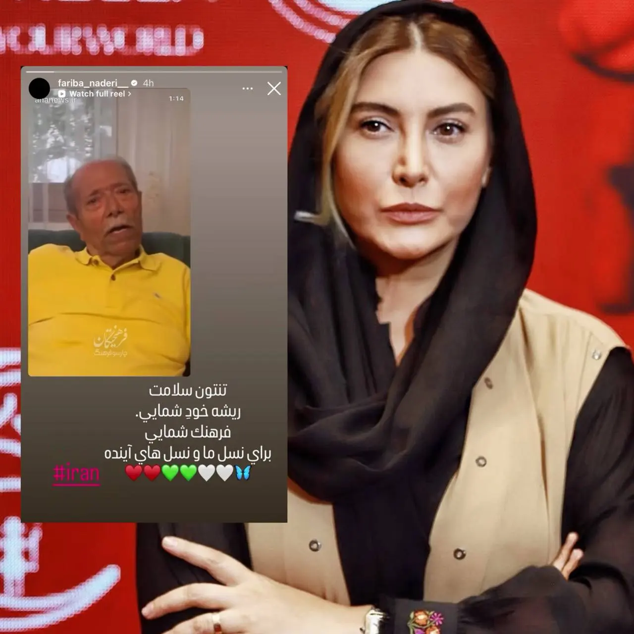 پیام فریبا نادری به استاد علی نصیریان