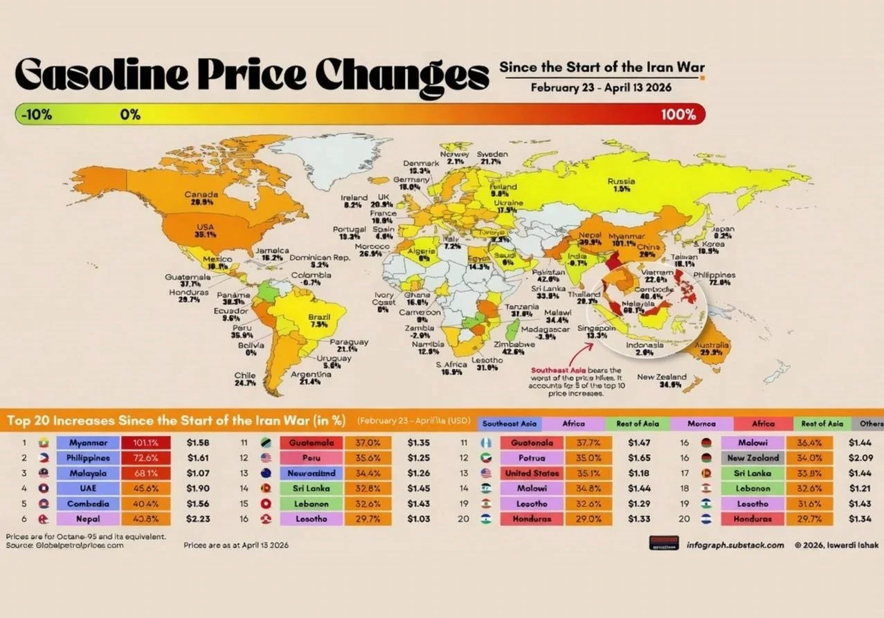 گرانی بنزین در مناطق مختلف جهان