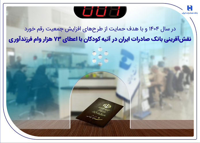 نقش‌آفرینی بانک صادرات ایران در آتیه کودکان با اعطای ۷۳ هزار وام فرزندآوری