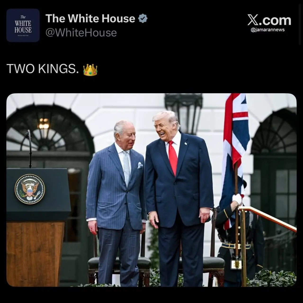 کاخ سفید ترامپ را پادشاه خطاب کرد