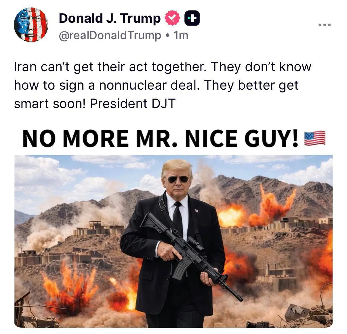 ترامپ با یک عکس از خودش ایران را تهدید کرد