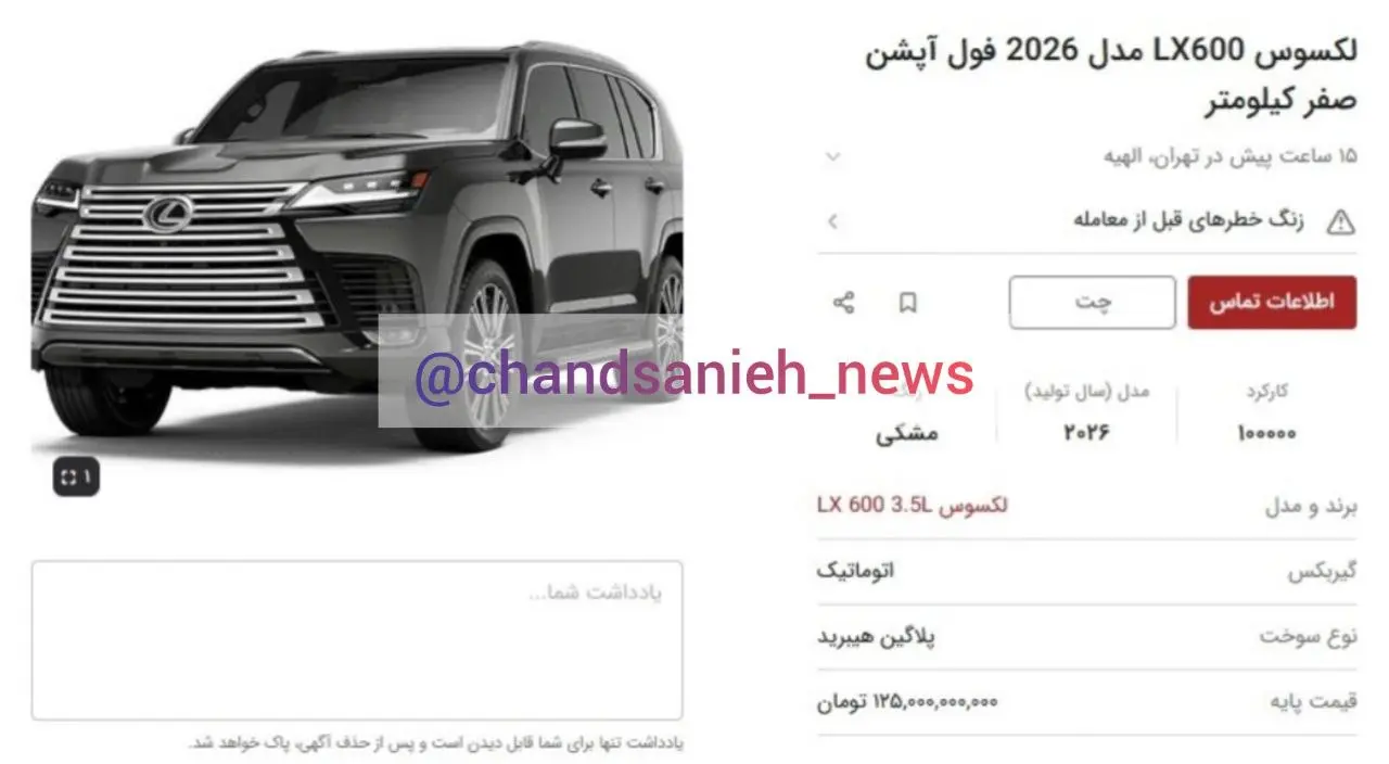 لکسوس ۱۱۰ میلیاردی وارد بازار دلالی شد