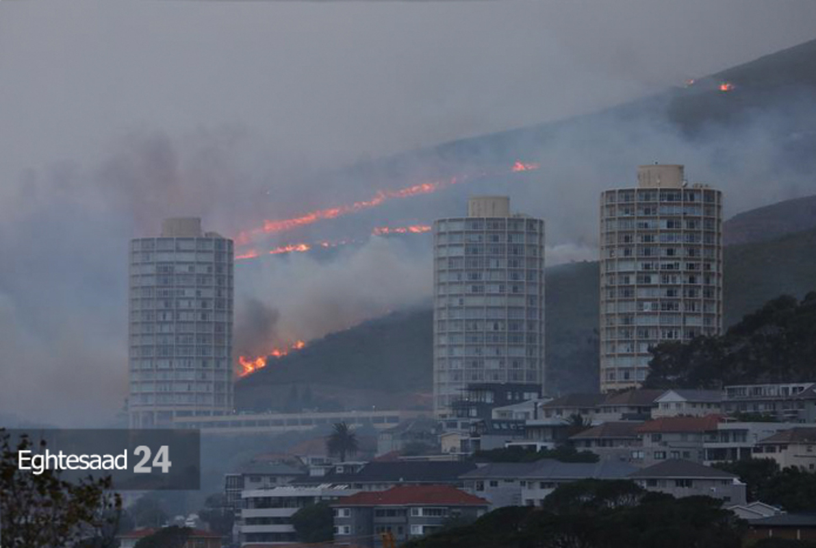 آتش سوزی گسترده در پارک ملی شهر کیپ تاون