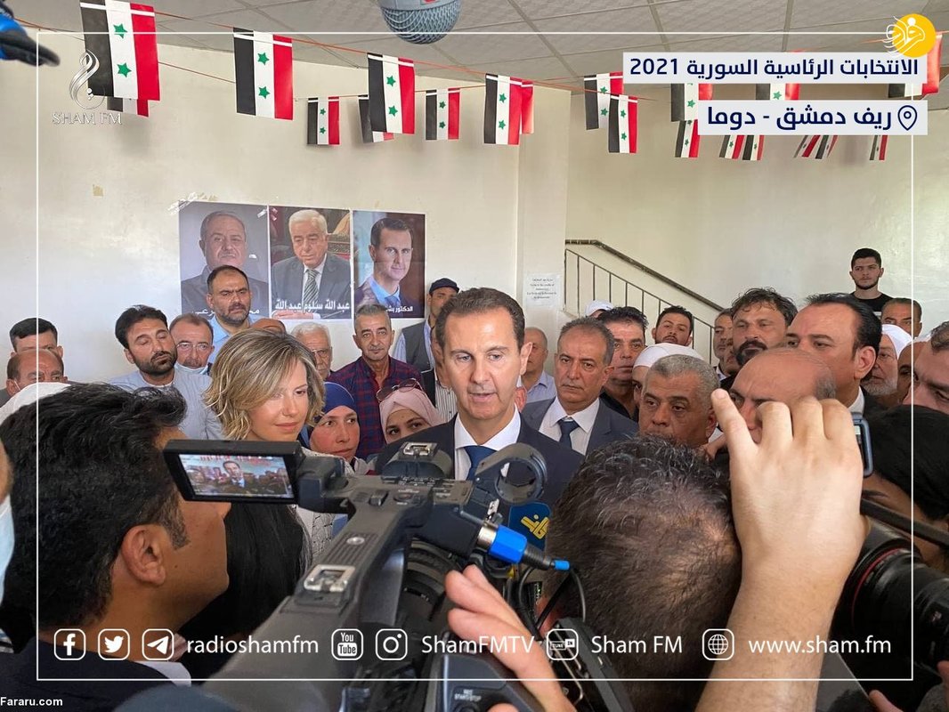 بشار اسد و همسرش پای صندوق رای 