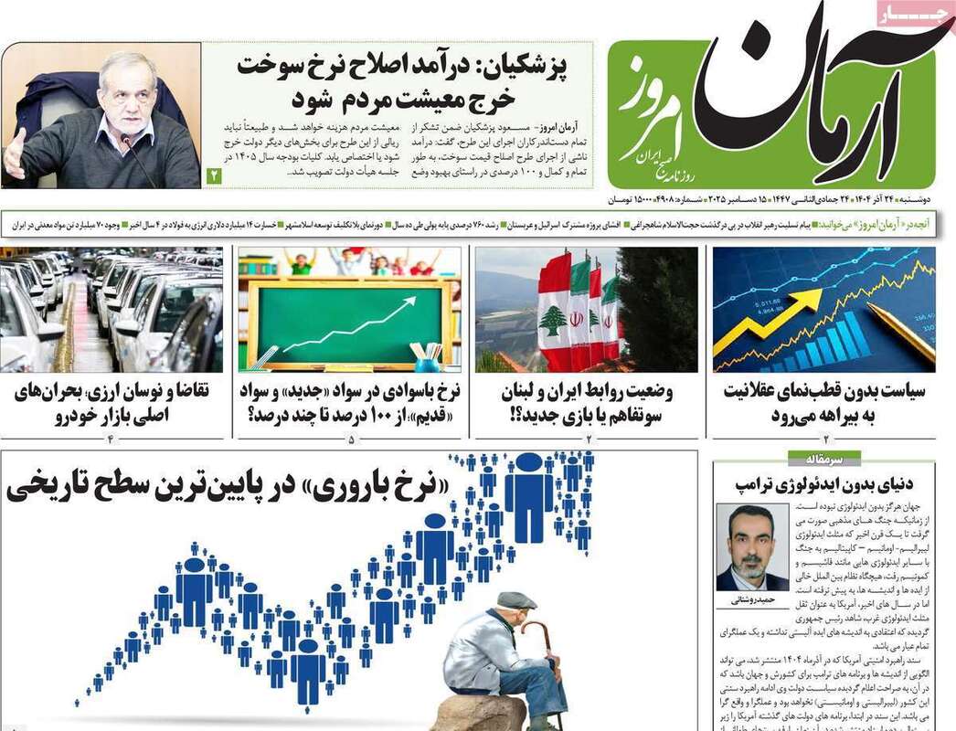 صفحه اول روزنامه‌های سیاسی امروز  24 آذر