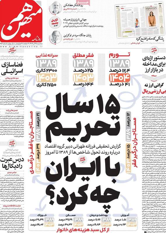 صفحه اول روزنامه‌های سیاسی امروز  25 آذر