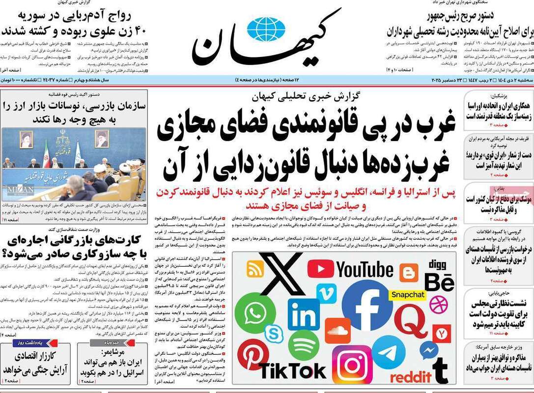 صفحه اول روزنامه‌های سیاسی امروز 2 دی