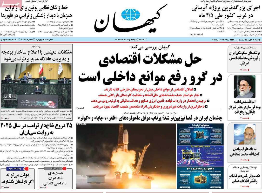 صفحه اول روزنامه‌های سیاسی امروز8دی