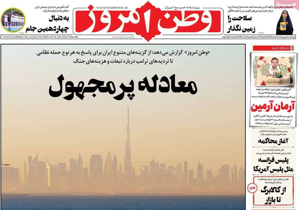 صفحه اول روزنامه‌های سیاسی امروز 8 بهمن