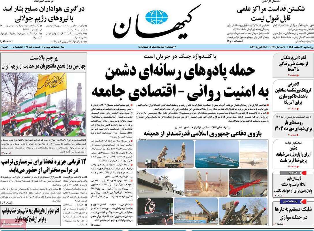 صفحه اول روزنامه‌های سیاسی امروز 6 اسفند