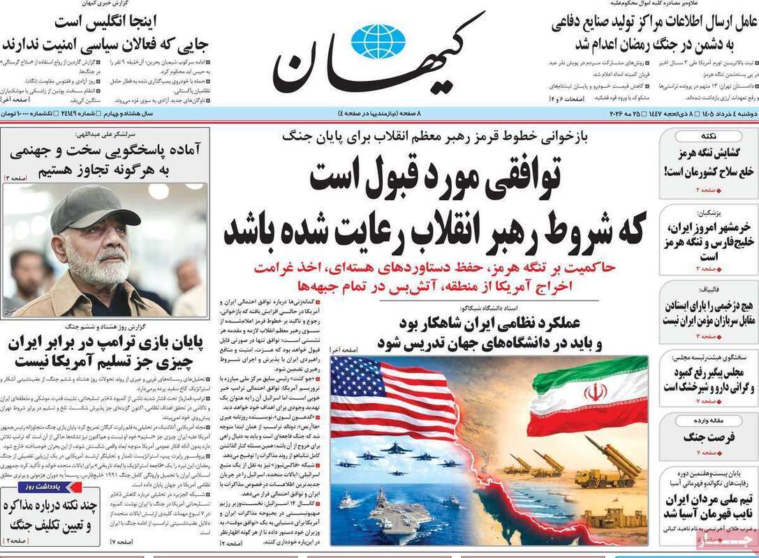 صفحه اول روزنامه‌های سیاسی امروز 4 خرداد