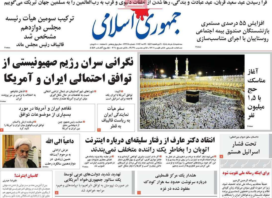 صفحه اول روزنامه‌های سیاسی امروز