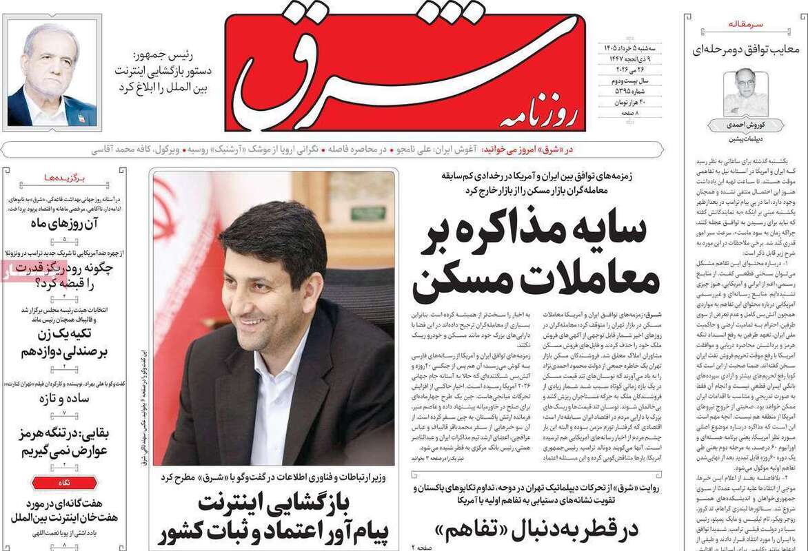 صفحه اول روزنامه‌های سیاسی امروز