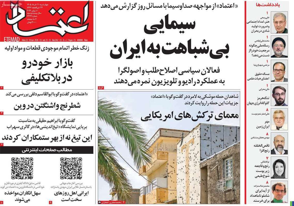 صفحه اول روزنامه‌های سیاسی امروز 20 خرداد