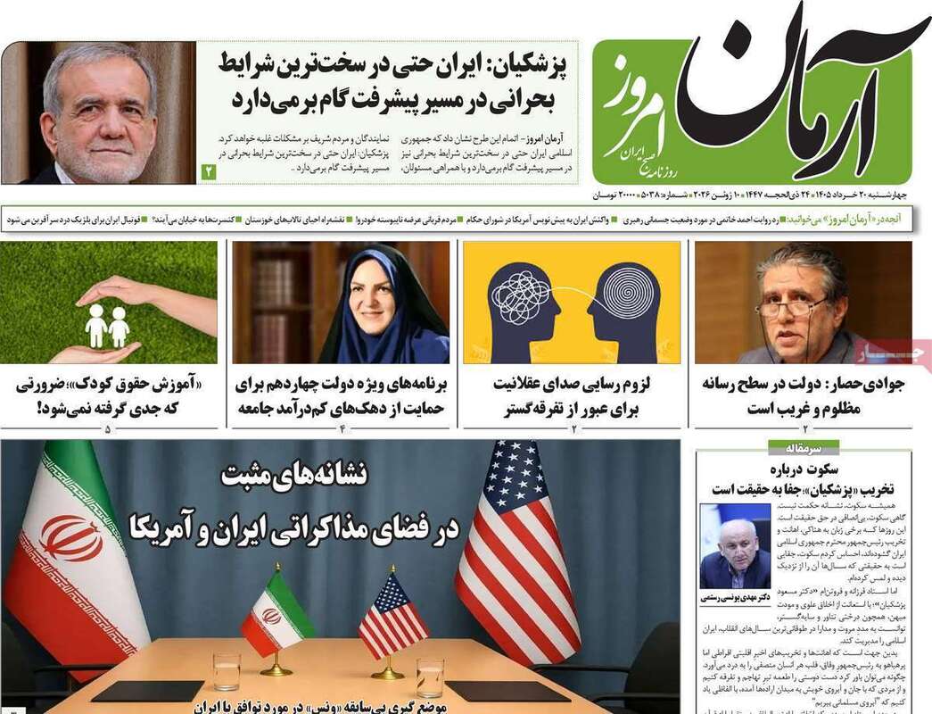 صفحه اول روزنامه‌های سیاسی امروز 20 خرداد