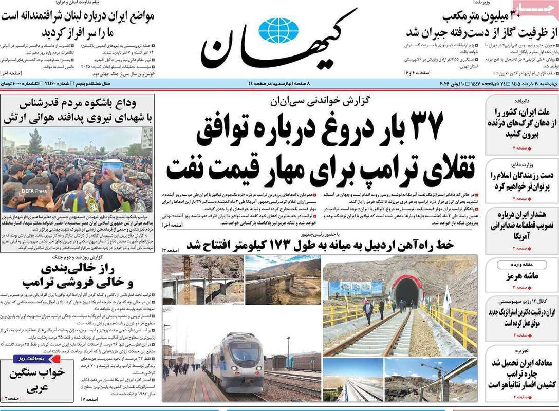 صفحه اول روزنامه‌های سیاسی امروز 20 خرداد