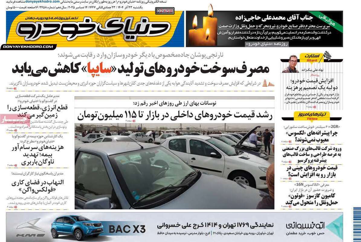 صفحه اول روزنامه‌های اقتصادی امرروز 23 آذر